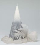 Svíčka kužel šedý s bílou