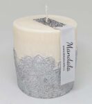 Dekorační svíčka Mandala bílá, šedá