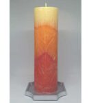 Svíčka vysoká žlutá s oranžovou a červenou