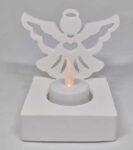 Svícen na čajovou svíčku s andělem hranatý