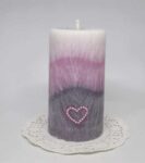 Svíčka bílá-růžová-šedá menší