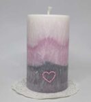 Svíčka bílá-růžová-šedá střední