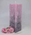 Svíčka růžová-šedá hranol