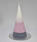 Svíčka bílá-růžová-šedá kužel