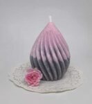 Svíčka rotované proužky růžová-šedá