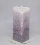 Svíčka bílá-růžová-šedá srdce