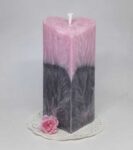 Svíčka růžová-šedá srdce