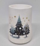 Svícen na čajovou svíčku válec vysoký vánoční stromky