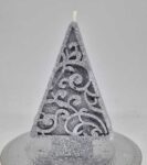 Vánoční svíčka zdobená stromek plochý tmavě šedá barva