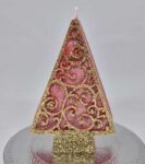 Vánoční svíčka zdobená stromek plochý červená barva