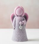 Anděl strážný se srdíčkem růžová a šedá