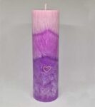 Romantická svíčka růžová, violet, fialová 22x7