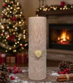 Skořicová harmonie - svíčka perníkové srdce vysoká